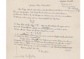 Письмо Эйнштейна продано на аукционе за 1,2 млн долларов