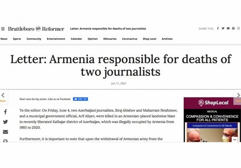 Армения ответственна за гибель двух журналистов – Brattelboro Reformer