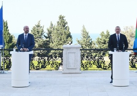 Ильхам Алиев и Шарль Мишель провели совместную пресс-конференцию (Фото-Видео-Обновлено)
