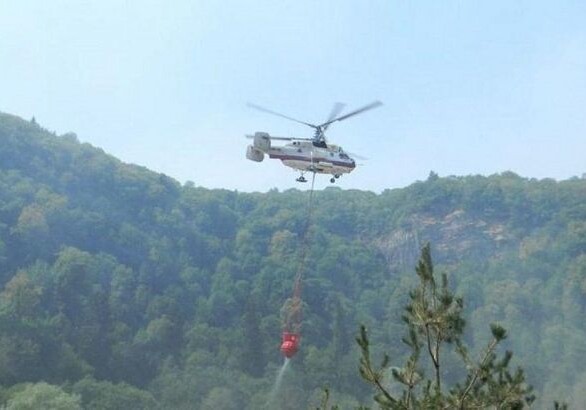 Пожар в горной местности в Лерике - К тушению пожара привлечен вертолет