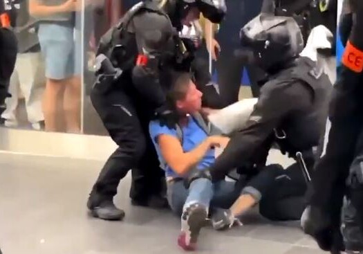 Во Франции полицейский избил дубинкой женщину, которая вошла в метро без маски (Видео)