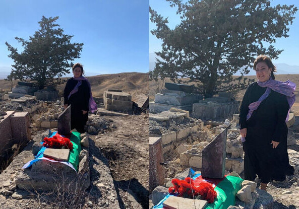 Заслуженная артистка Азербайджана отыскала могилу своего супруга-шехида в Джебраиле (Фото)