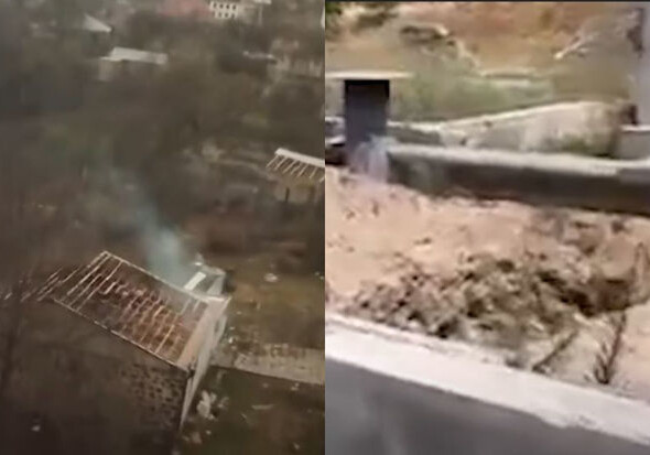 Покидающие Лачин армяне разрушают могилы (Видео)