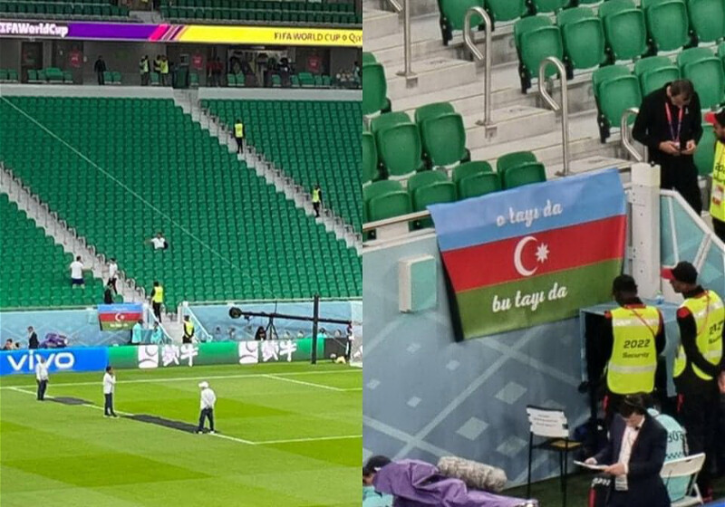 «O tayı da, bu tayı da»: Флаг Азербайджана на матче Иран – США (Фото)