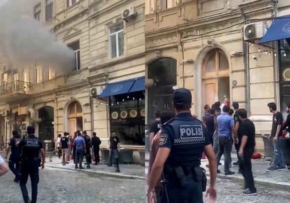 В здании на Площади фонтанов вспыхнул пожар (Видео)