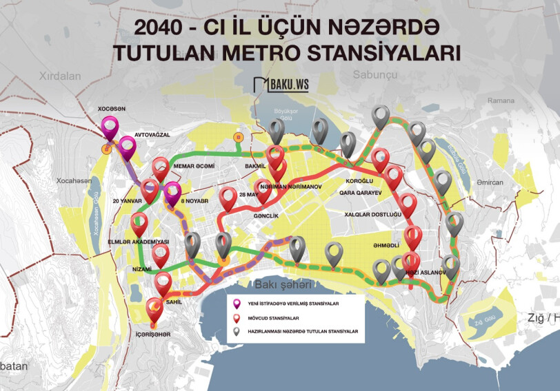 К 2040 году в этих районах Баку появятся станции метро (Фото)