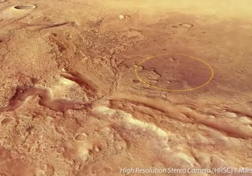 Cамый знаменитый кратер на Марсе с высоты птичьего полета (Видео)